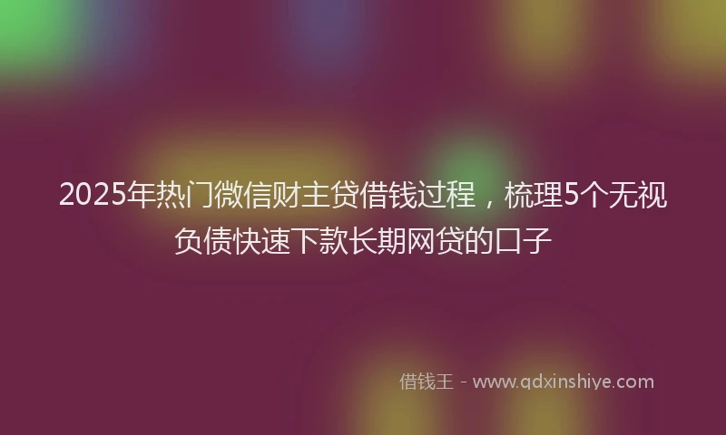 2025年热门微信财主贷借钱过程，梳理5个无视负债快速下款长期网贷的口子
