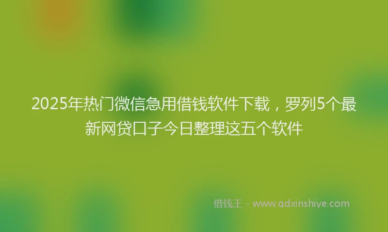 2025年热门微信急用借钱软件下载，罗列5个最新网贷口子今日整理这五个软件