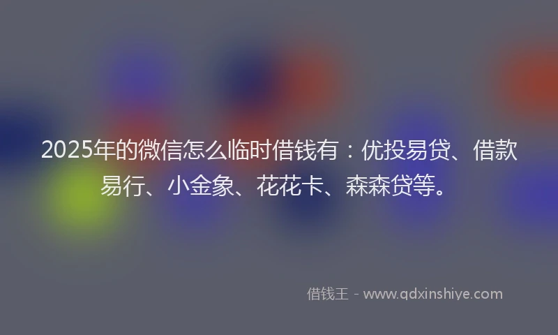 2025年的微信怎么临时借钱有：优投易贷、借款易行、小金象、花花卡、森森贷等。