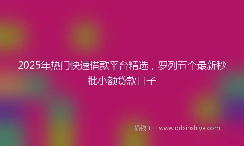 2025年热门快速借款平台精选，罗列五个最新秒批小额贷款口子