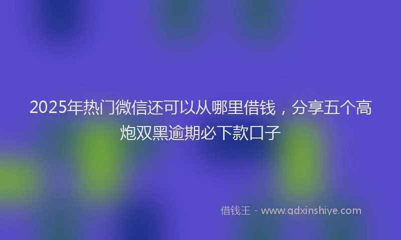 2025年热门微信还可以从哪里借钱,分享五个高炮双黑逾期必下款口子