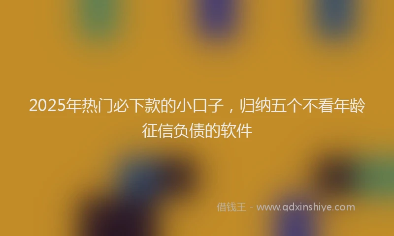 2025年热门必下款的小口子，归纳五个不看年龄征信负债的软件