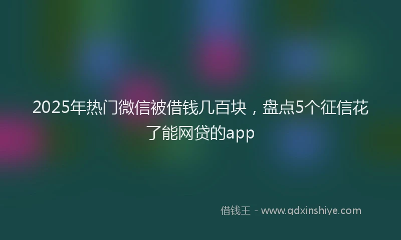 2025年热门微信被借钱几百块，盘点5个征信花了能网贷的app