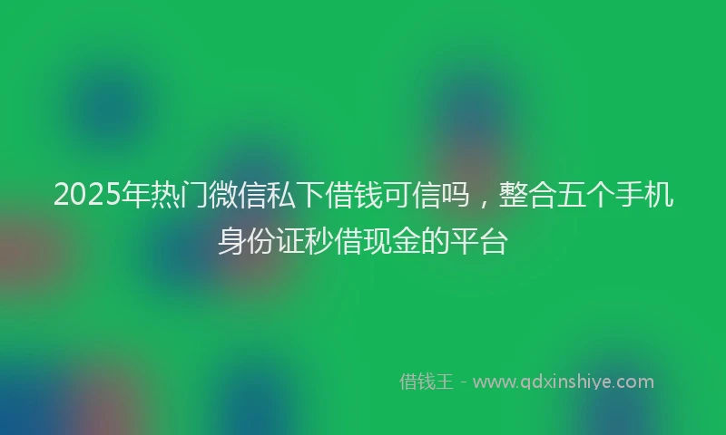 2025年热门微信私下借钱可信吗，整合五个手机身份证秒借现金的平台