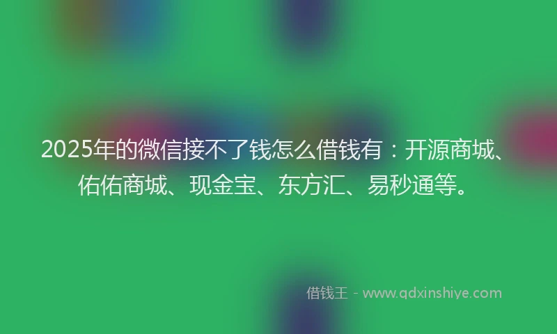 2025年的微信接不了钱怎么借钱有：开源商城、佑佑商城、现金宝、东方汇、易秒通等。