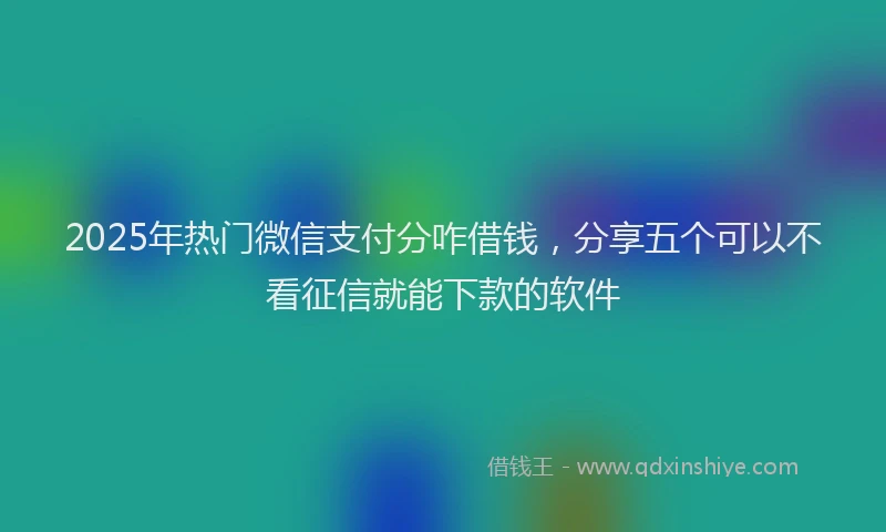 2025年热门微信支付分咋借钱，分享五个可以不看征信就能下款的软件