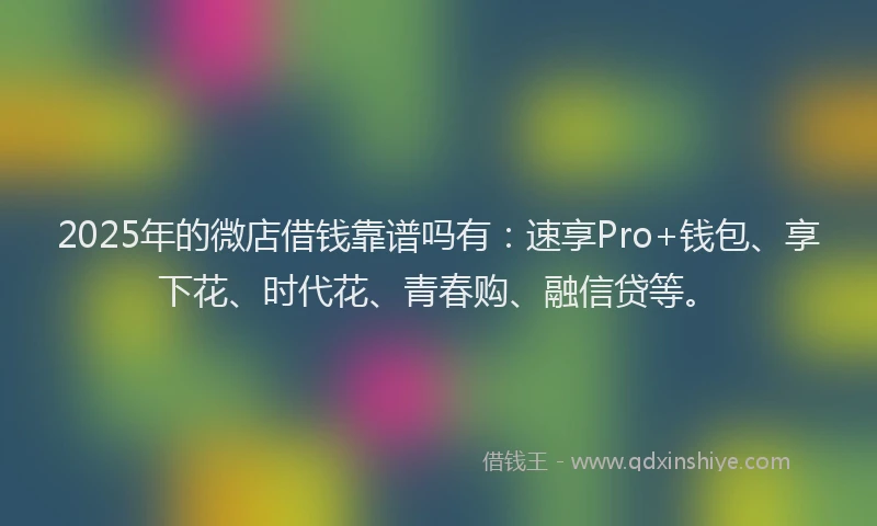 2025年的微店借钱靠谱吗有：速享Pro+钱包、享下花、时代花、青春购、融信贷等。