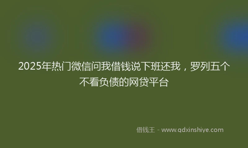 2025年热门微信问我借钱说下班还我，罗列五个不看负债的网贷平台