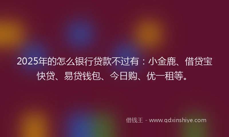 2025年的怎么银行贷款不过有：小金鹿、借贷宝快贷、易贷钱包、今日购、优一租等。