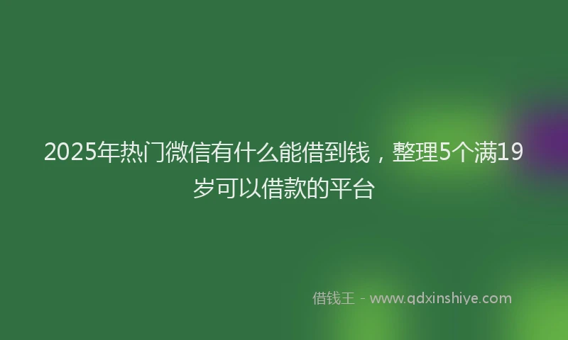 2025年热门微信有什么能借到钱，整理5个满19岁可以借款的平台