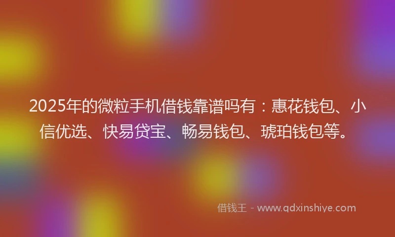 2025年的微粒手机借钱靠谱吗有：惠花钱包、小信优选、快易贷宝、畅易钱包、琥珀钱包等。