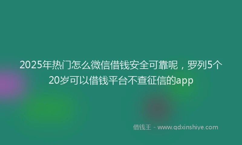 2025年热门怎么微信借钱安全可靠呢，罗列5个20岁可以借钱平台不查征信的app