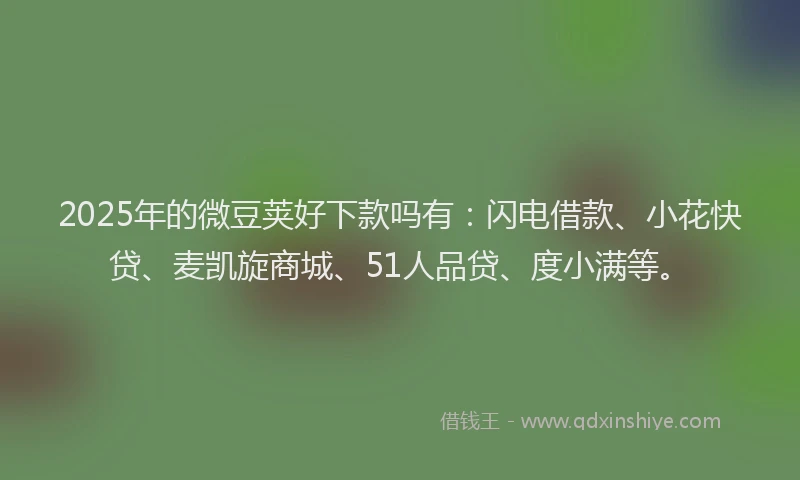 2025年的微豆荚好下款吗有：闪电借款、小花快贷、麦凯旋商城、51人品贷、度小满等。