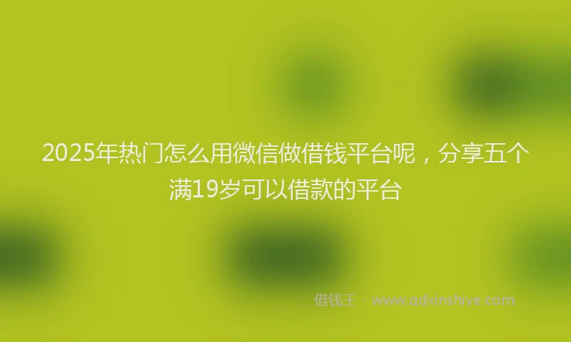 2025年热门怎么用微信做借钱平台呢，分享五个满19岁可以借款的平台