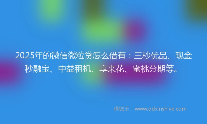 2025年的微信微粒贷怎么借有：三秒优品、现金秒融宝、中益租机、享来花、蜜桃分期等。
