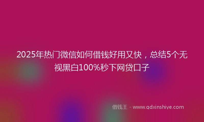2025年热门微信如何借钱好用又快，总结5个无视黑白100%秒下网贷口子