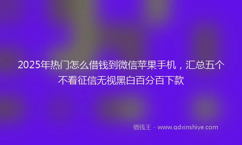 2025年热门怎么借钱到微信苹果手机，汇总五个不看征信无视黑白百分百下款