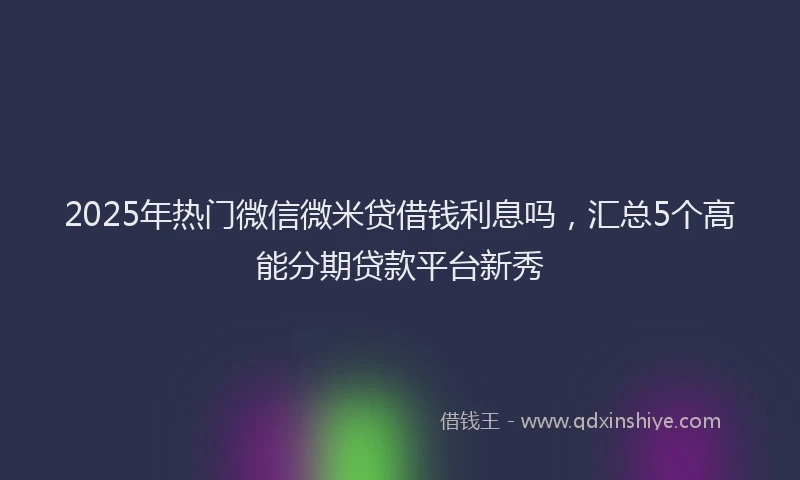 2025年热门微信微米贷借钱利息吗，汇总5个高能分期贷款平台新秀