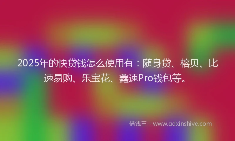 2025年的快贷钱怎么使用有：随身贷、榕贝、比速易购、乐宝花、鑫速Pro钱包等。