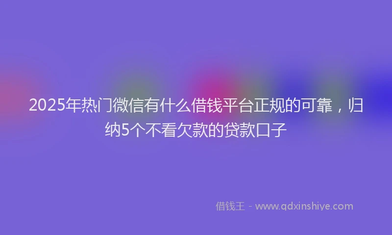 2025年热门微信有什么借钱平台正规的可靠，归纳5个不看欠款的贷款口子