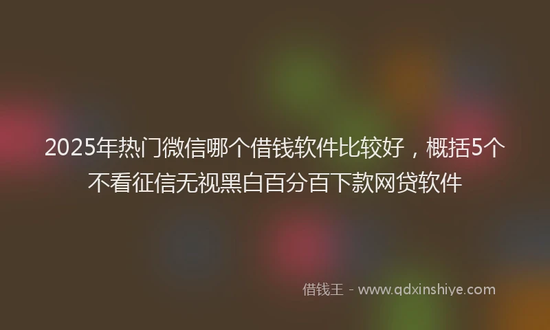 2025年热门微信哪个借钱软件比较好，概括5个不看征信无视黑白百分百下款网贷软件