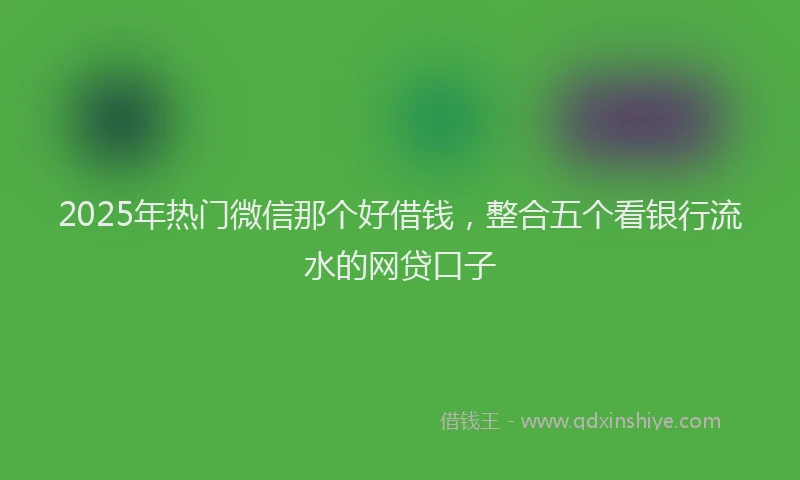 2025年热门微信那个好借钱,整合五个看银行流水的网贷口子
