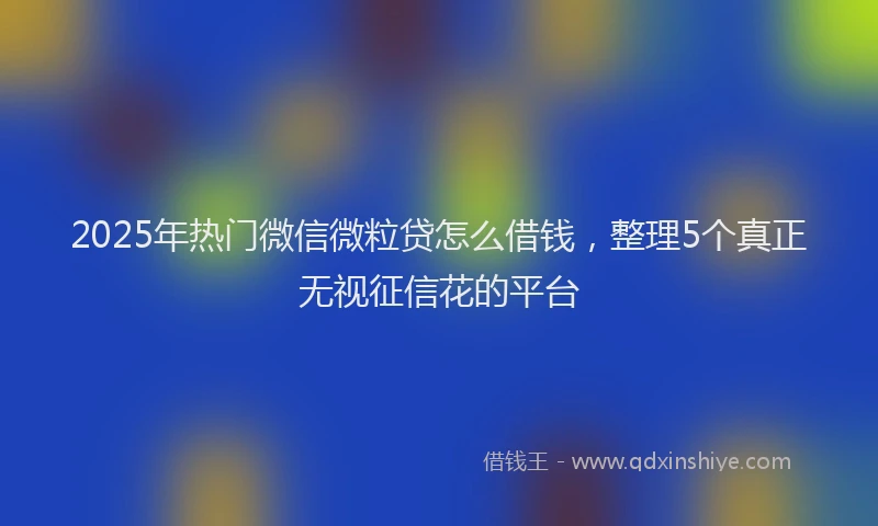 2025年热门微信微粒贷怎么借钱，整理5个真正无视征信花的平台