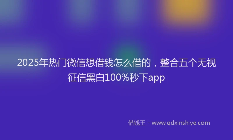 2025年热门微信想借钱怎么借的，整合五个无视征信黑白100%秒下app