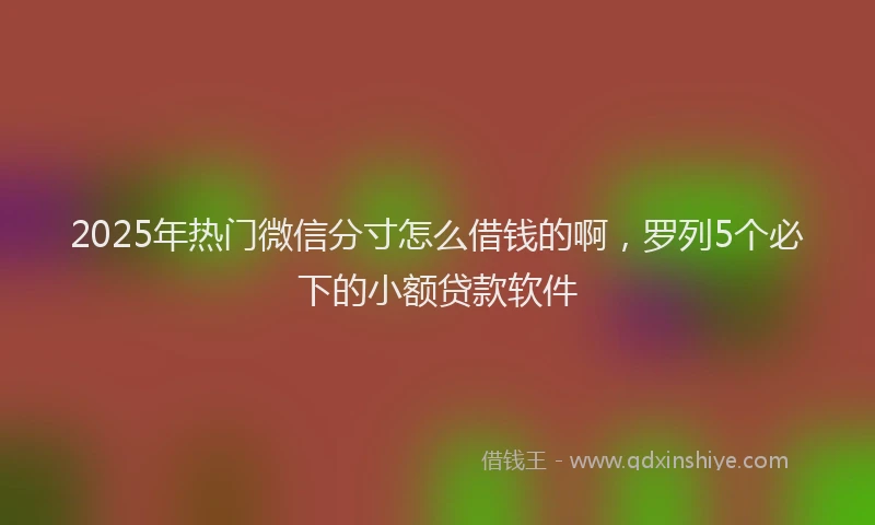2025年热门微信分寸怎么借钱的啊，罗列5个必下的小额贷款软件