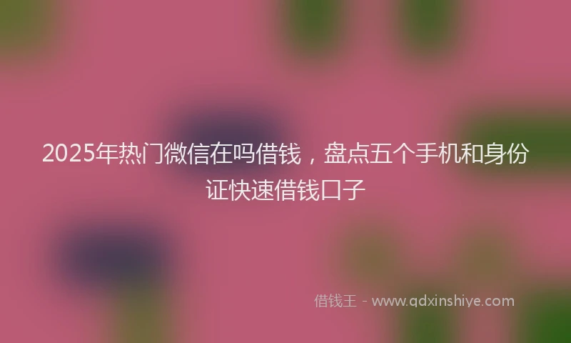 2025年热门微信在吗借钱，盘点五个手机和身份证快速借钱口子