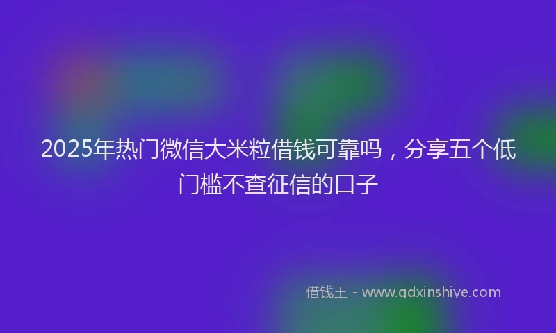 2025年热门微信大米粒借钱可靠吗，分享五个低门槛不查征信的口子