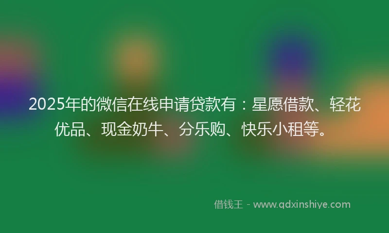 2025年的微信在线申请贷款有：星愿借款、轻花优品、现金奶牛、分乐购、快乐小租等。