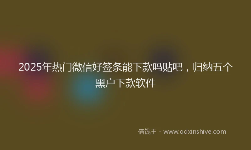 2025年热门微信好签条能下款吗贴吧，归纳五个黑户下款软件