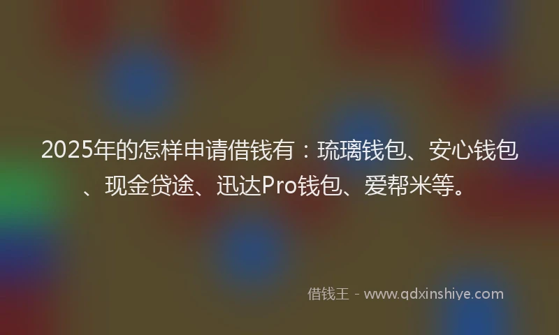 2025年的怎样申请借钱有：琉璃钱包、安心钱包、现金贷途、迅达Pro钱包、爱帮米等。