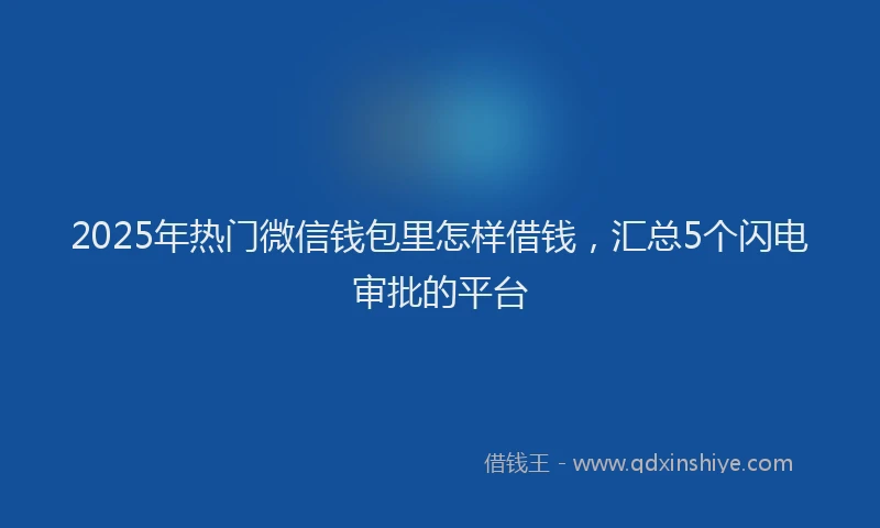 2025年热门微信钱包里怎样借钱，汇总5个闪电审批的平台