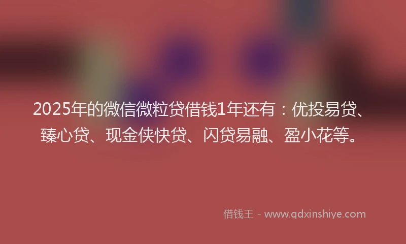 2025年的微信微粒贷借钱1年还有：优投易贷、臻心贷、现金侠快贷、闪贷易融、盈小花等。