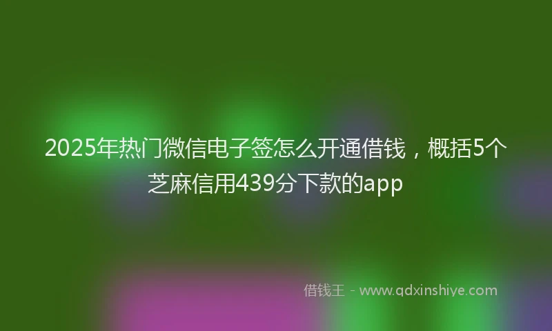 2025年热门微信电子签怎么开通借钱，概括5个芝麻信用439分下款的app
