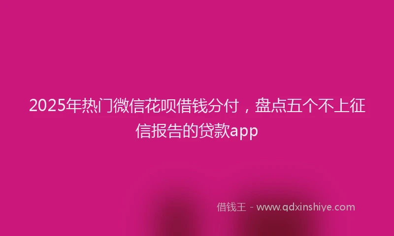 2025年热门微信花呗借钱分付，盘点五个不上征信报告的贷款app
