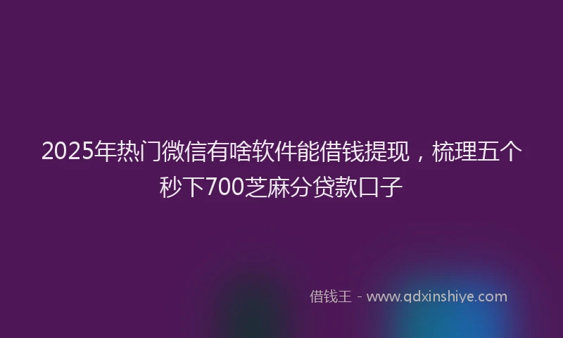 2025年热门微信有啥软件能借钱提现，梳理五个秒下700芝麻分贷款口子