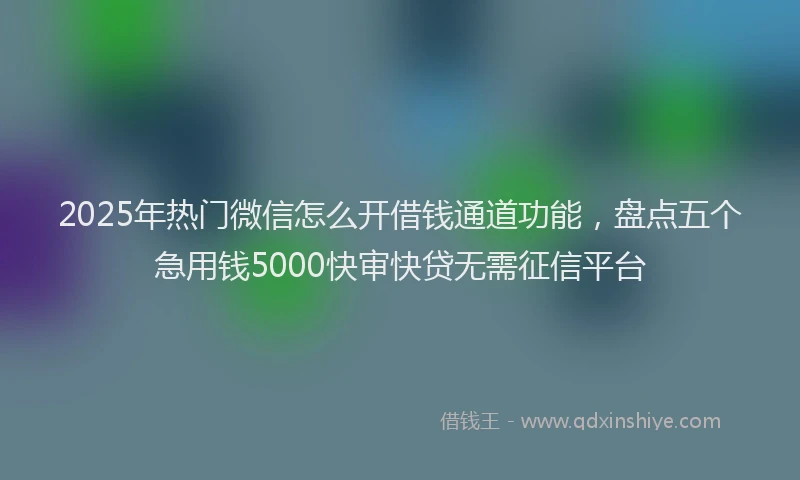 2025年热门微信怎么开借钱通道功能，盘点五个急用钱5000快审快贷无需征信平台