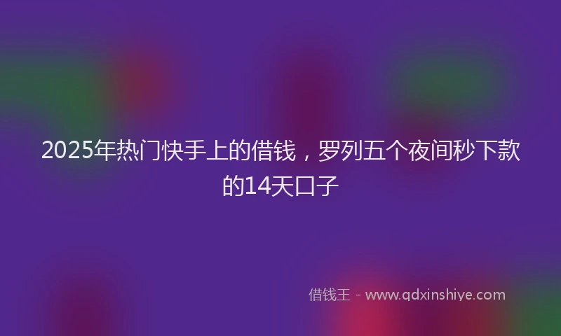 2025年热门快手上的借钱，罗列五个夜间秒下款的14天口子