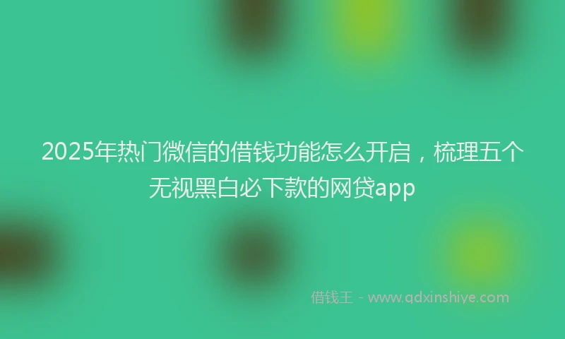 2025年热门微信的借钱功能怎么开启，梳理五个无视黑白必下款的网贷app