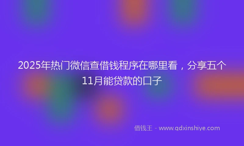 2025年热门微信查借钱程序在哪里看，分享五个11月能贷款的口子