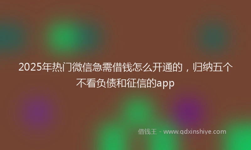 2025年热门微信急需借钱怎么开通的,归纳五个不看负债和征信的app