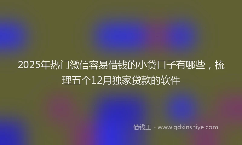 2025年热门微信容易借钱的小贷口子有哪些，梳理五个12月独家贷款的软件
