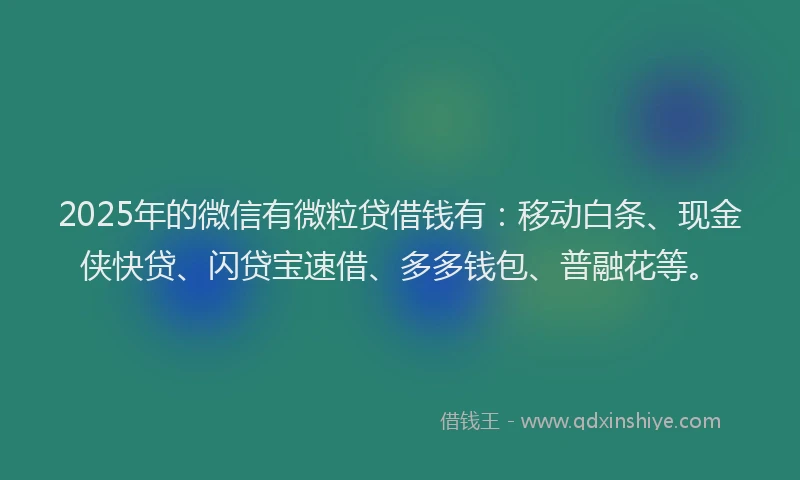 2025年的微信有微粒贷借钱有：移动白条、现金侠快贷、闪贷宝速借、多多钱包、普融花等。