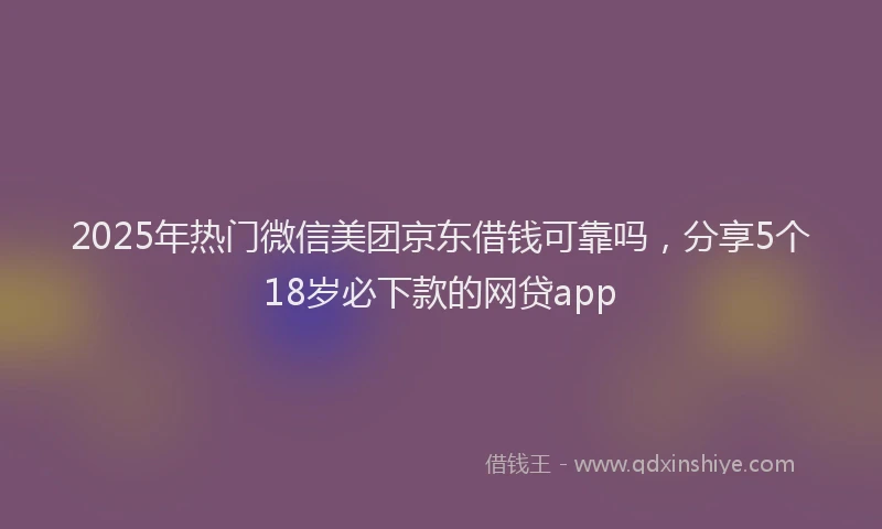 2025年热门微信美团京东借钱可靠吗，分享5个18岁必下款的网贷app