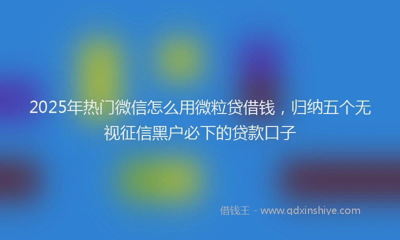 2025年热门微信怎么用微粒贷借钱，归纳五个无视征信黑户必下的贷款口子