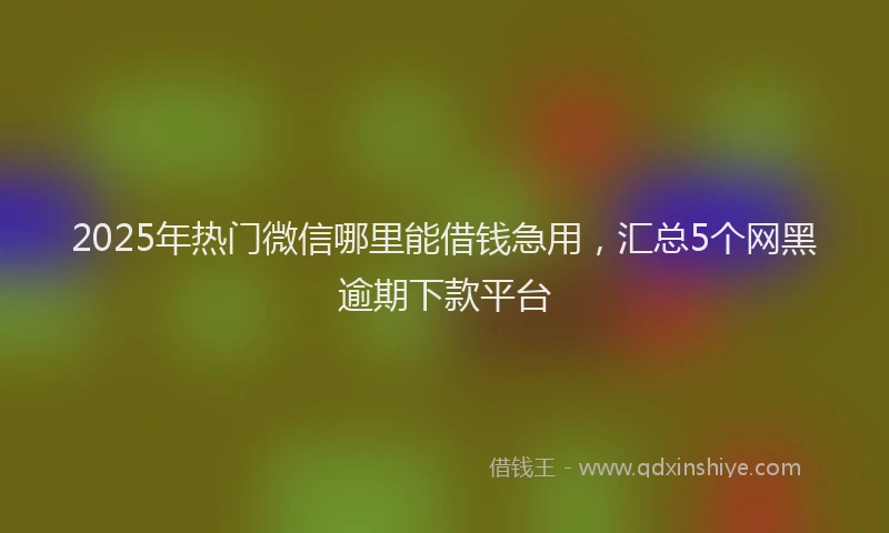 2025年热门微信哪里能借钱急用，汇总5个网黑逾期下款平台