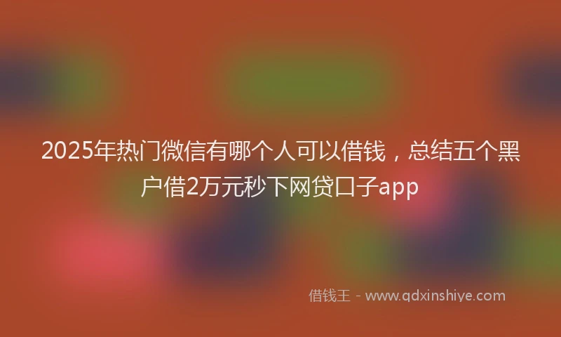 2025年热门微信有哪个人可以借钱，总结五个黑户借2万元秒下网贷口子app